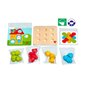 Lucy & Leo 220 Barevná mozaika - dřevěná hra s velkými kolíky a předlohami