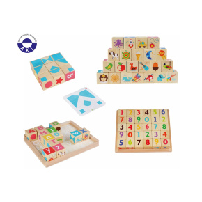 Lucy & Leo 262 Chytré kostky – anglická abeceda - dřevěná multifunkční edukativní sada kostek