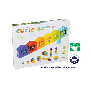 CUBIKA 14866  Barevné domečky - dřevěná stavebnice 30 dílů