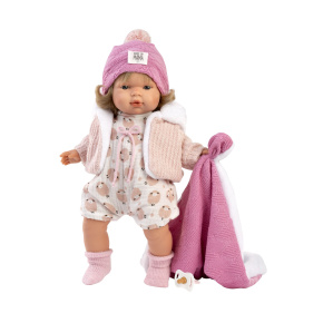Llorens 38572 LOLA - realistická panenka se zvuky a měkkým látkovým tělem - 38 cm