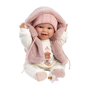 Llorens 63814 NEW BORN - realistická panenka miminko se zvuky a měkkým látkovým tělem - 38 cm