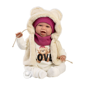 Llorens 74142 NEW BORN - realistická panenka miminko se zvuky a měkkým látkovým tělem - 42 cm