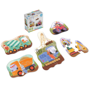 KukiKuk 80060 - Véééliké puzzle Stavební stroje