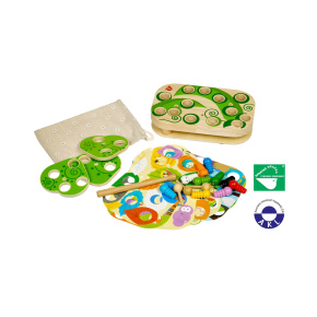 Lucy & Leo 261 Chytání housenek – dřevěná motorická stolní hra s magnety