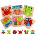 Dřevěné puzzle montessori 3ks