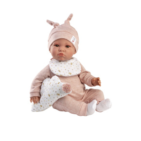 Llorens 74508 NEW BORN - realistická panenka miminko se zvuky a měkkým látkovým tělem - 45 cm