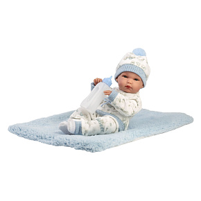 Llorens 63509 NEW BORN CHLAPEČEK - realistická panenka miminko s celovinylovým tělem - 35 cm