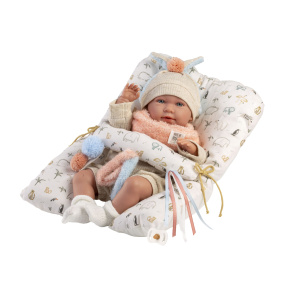 Llorens 74128 NEW BORN - realistická panenka miminko se zvuky a měkkým látkovým tělem - 42 cm
