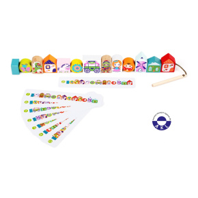 CUBIKA 14309 Navlékací pohádka - navlékací set - 13 dřevěných dílů a 8 předloh