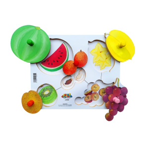 Just Jigsaws 155 Loupeme a krájíme plodiny 6  - dřevěné deskové puzzle 6 dílů