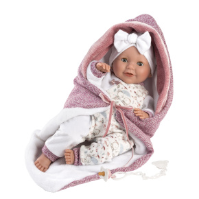Llorens 74040 NEW BORN - mrkací realistická panenka miminko se zvuky a měkkým látkovým tělem - 42 cm