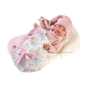 Llorens 84450 NEW BORN - realistická panenka miminko se zvuky a měkkým látkovým tělem - 44 cm
