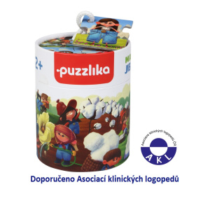 Puzzlika 14231 Výroba džínů - naučné dějové puzzle 15 dílků