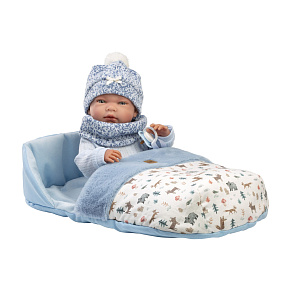 Llorens 73825 NEW BORN CHLAPEČEK - realistická panenka miminko s celovinylovým tělem - 40 cm
