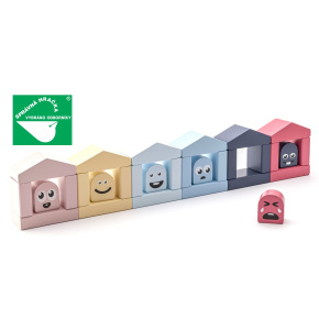 CUBIKA Pastel 15962 Barevné domečky - dřevěná stavebnice 30 dílů