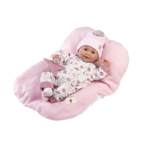Llorens 74132 NEW BORN - mrkací realistická panenka miminko se zvuky a měkkým látkovým tělem - 42 cm
