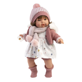 Llorens 38574 LOLA - realistická panenka se zvuky a měkkým látkovým tělem - 38 cm