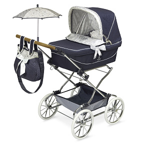 DeCuevas 82044 Skládací kočárek pro panenky REBORN se slunečníkem a doplňky VINTAGE 2023 - 90 cm