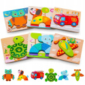 Dřevěné puzzle montessori 3ks