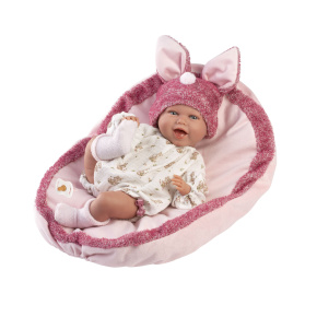 Llorens 74134 NEW BORN - realistická panenka miminko se zvuky a měkkým látkovým tělem - 42 cm