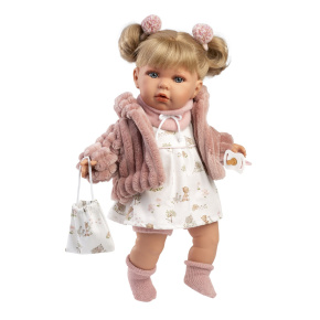 Llorens 42408 JULIA - realistická panenka se zvuky a měkkým látkovým tělem - 42 cm