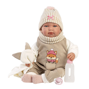 Llorens 84490 NEW BORN - realistická panenka miminko se zvuky a měkkým látkovým tělem - 44 cm