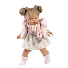 Llorens 38362 JOELLE - realistická panenka se zvuky a měkkým látkovým tělem - 38 cm