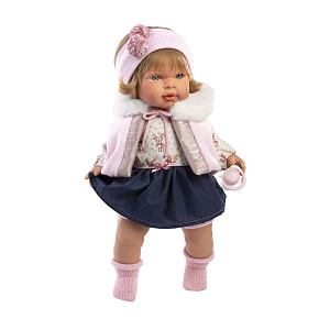 Llorens 42170 CARLA - realistická panenka se zvuky a měkkým látkovým tělem - 42 cm
