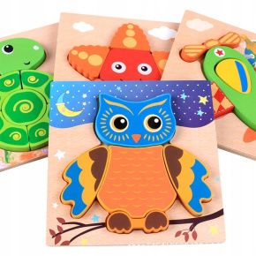 Dřevěné puzzle montessori 3ks